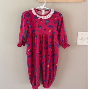 Baby Girls Pink Floral Butterfly Long Sleeve Romper Sleepwear Jumpsuit